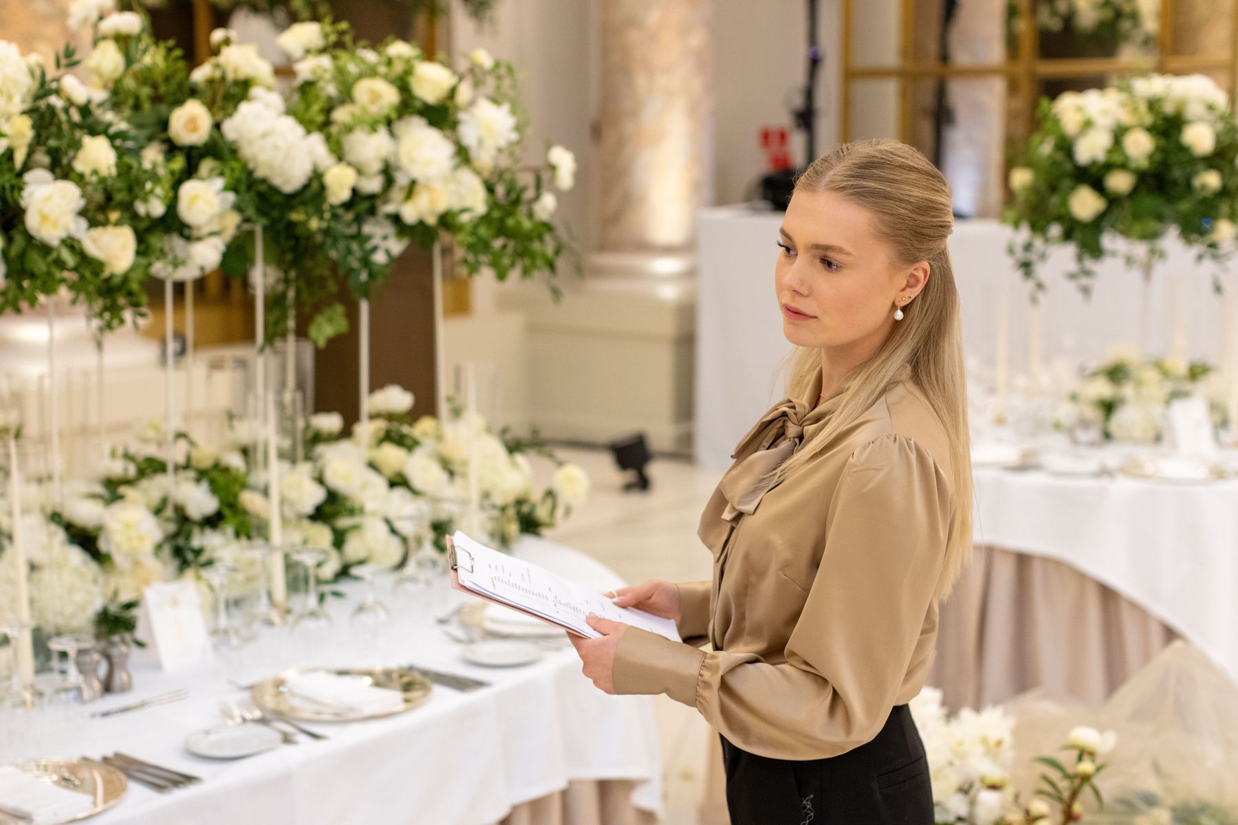 Behind the scenes at a wedding during the build