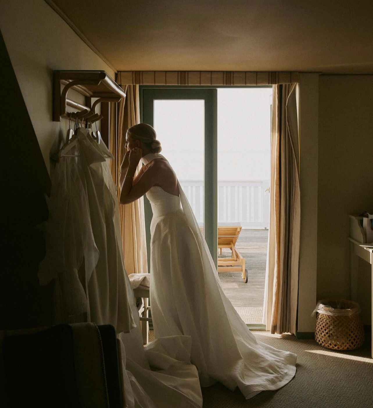 Bride in a contemplative moment before the celebration