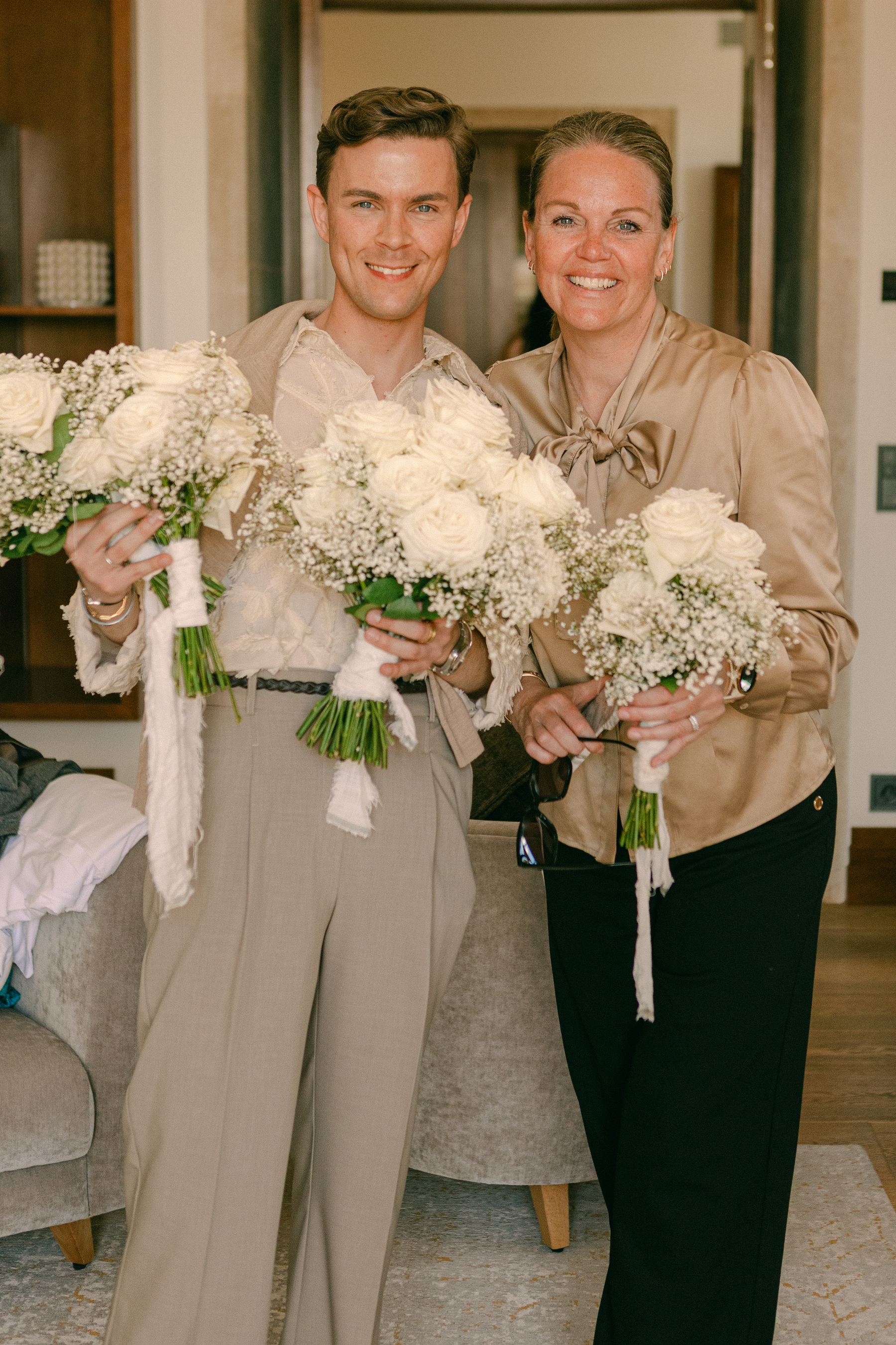 Christel Winther and team with bridal bouquets