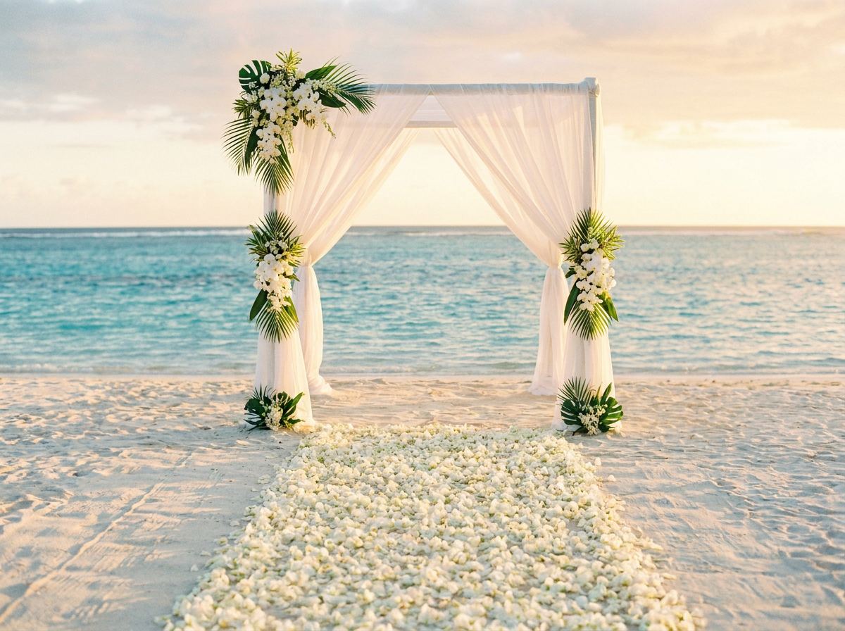 Beachfront wedding ceremony in Mauritius
